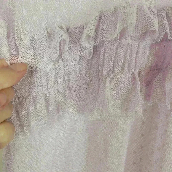 TOPSHOP women’s Lavender pastel purple Ruffled across Lace Sheer 4 or small - Picture 5 of 7